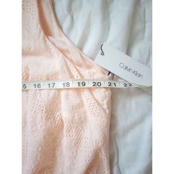 Calvin Klein Women's Cotton Eyelet Trapeze Dress Sz 14W New Lined Knee Length - Picture 10 of 11